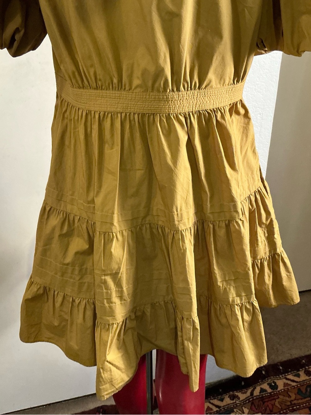 ULLA JOHNSON “MAUDE” Mustard Ruffle V-Neck Mini Dress Women Sz 8 - Picture 11 of 17